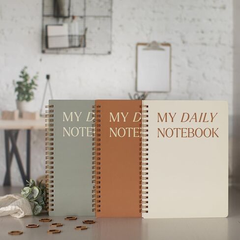 ZICOTO Aesthetic Spiral Notebook Set of 3 For Women - Cute College Ruled 8x6 Journal/Notebook with Large Pockets And Lined Pages - Perfect Supplies to Stay Organized at Work or School in Saudi Arabia