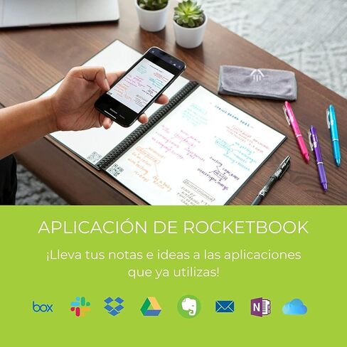 دفتر Rocketbook الذكي القابل لإعادة الاستخدام - دفتر ملاحظات ذكي صديق للبيئة قابل للمسح بغطاء أسود إنفينيتي (8.5 بوصة × 11 بوصة) مع ملحقات Rocketbook in Kuwait