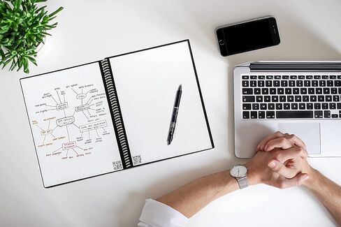 دفتر Rocketbook الذكي القابل لإعادة الاستخدام - دفتر ملاحظات ذكي صديق للبيئة قابل للمسح بغطاء أسود إنفينيتي (8.5 بوصة × 11 بوصة) مع ملحقات Rocketbook in Kuwait