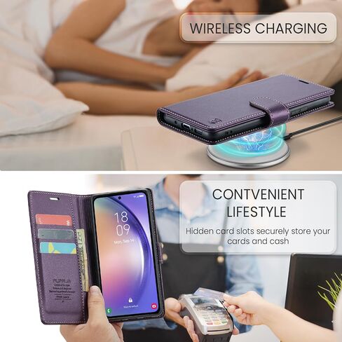 for Samsung Galaxy A54 5G Wallet Case with RFID Blocking Credit Card Holder, PU Leather Folio Flip Kickstand Protective Shockproof Cover Women Men for Samsung A54 Phone case(Black) in Saudi Arabia