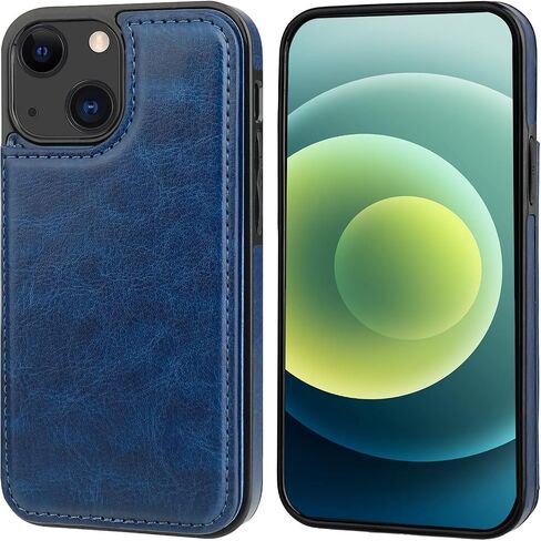 متوافق مع حافظة iPhone 13 Mini مع حامل بطاقات، حافظة فتحات بطاقات بمسند من جلد البولي يوريثان، مشبك مغناطيسي مزدوج وغطاء متين مقاوم للصدمات 5.4 بوصة (أسود) in Kuwait