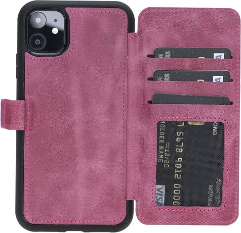 Venito Verona Leather Phone Case Compatible with iPhone 11 (6.1 inch) - RFID Blocking Snap-On Flip Back Cover Slim Phone Wallet Case - Antique Brown in Saudi Arabia