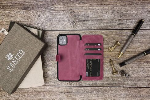 Venito Verona Leather Phone Case Compatible with iPhone 11 (6.1 inch) - RFID Blocking Snap-On Flip Back Cover Slim Phone Wallet Case - Antique Brown in Saudi Arabia