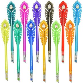 12 PCS Peacock Feather Pens 12 Color