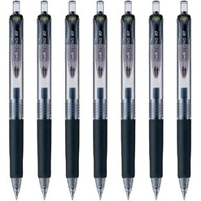 Uni-Ball Signo RT Gel Ink Ballpoint Pen, 0.38mm Extra Fine Point, Retractable, Black Ink, UMN103.24, Pack of 7