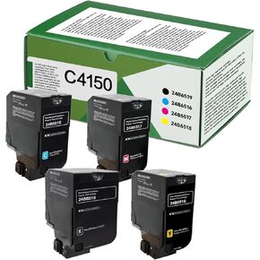 C4150 TONRER TONER EXTRATION CATERSS (BK: 16000 صفحة اللون: 10000 صفحة) 24B6519 24B6516 24B6517 24B6518 استبدال خرطوشة الحبر المعاد تصنيعها لطابعة Lexmark C4150 عالية العائد (4 حزمة)