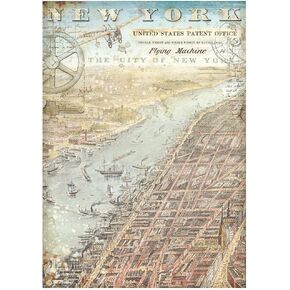STAMPERIA INTER, KFT Rice Paper Pack A4 New York, White