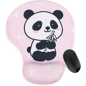 Panda Mouse Mouse Pad مع راحة معصم ، معصم محمي بدعم رغوة الذاكرة المريح المريح للكمبيوتر ، المكتب ، تخفيف آلام Mousepad Base غير المنزلق من أجل العمل (Panda Mouse Pad)
