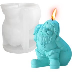 Zayookey Christmas Candle Mould Santa Claus Candle Mould with backpack Xmas Candle Morts Silicone 3D DIY Resins abour mould mould for Candle Making Home Mocate (Standing Santa Claus)