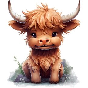 لوحة النسيج 8 "x8" Baby Highland Cow 100 ٪ كتلة خياطة اللحف H333