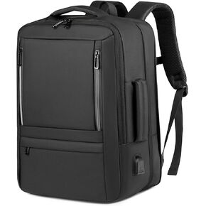 Flight-Approved 35L Carry-On Travel Backpack – Expandable Suitcase-Style Luggage with 15" Laptop Compartment | Business Daypack for Men Women – Black