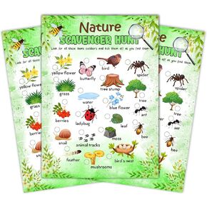 Nature Scavenger Treasure Hunt Game Cards, Outdoor Woodland Scavenger Hunt Games, Nature Theme Holiday Birthday Party Supplies Activities(25 Game Cards), 02
