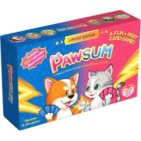 لعبة بطاقة تداول PAWSUM للعائلات والأطفال الذين تتراوح أعمارهم بين 7+ | لطيف الكلاب والقطط الحيوانات الأليفة لعبة لوحة الكرتون | 2-4 لاعبين | ليلة عائلة ممتعة