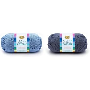 Lion Brand Yarn 24/7 Cotton® Yarn Skeins (Sky, Denim)