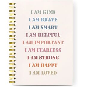 Positive Affirmations Spiral Notebooks, Inspirational Lined Notebook Hardcover, I Am Kind I Am Brave Motivational Quote College Ruled Notebook Journal for Writing, 5.5x8.3