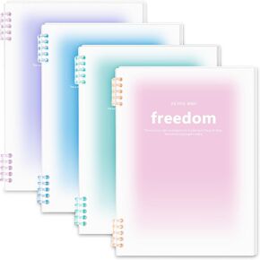 4 Pack 8.5" x 11" Pastel Aesthetic notebook Spiral Notebook as You Wish Freedom A4 Binder Journal 8mm Ruled 4 Color 120 Pages Pastel Gradient Notebook for Women Business Work