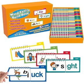 30 Read and Rhyme Flip Books, Word Family Build Book, Learn to Read Phonics Flash Cards, Kindergarten Sight Word Flash Cards, Reading Flip Book