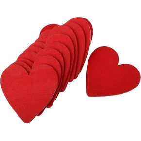 BESTOYARD 20pcs Red Wooden Heart Slices Blank Unfinished Wood Cutout DIY Accessary for Wedding Christmas Party (5cm)