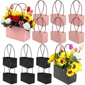 Lomimos 5pcs حقيبة هدايا زهرة بنية كرافت ، باقة زهرية مقاومة للماء الأكياس ذات الأكياس الشاقة.