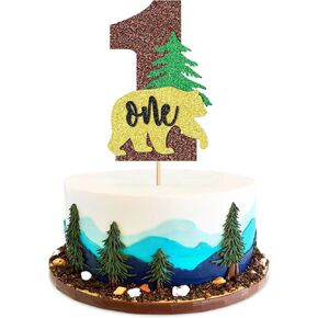Ercadio 30 pcs camper topcake topcake - Tree Bear Tent Bonfire Peak Cake Picks - Camper Cake Decorations لعطلة نهاية الأسبوع