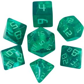 Starfarer Sci -Fi RPG Dice - 'quasar' - أخضر داكن مع دوامات بيضاء