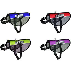 خدمة التوحد DOG DOG MESH HARNESS COOL COMPLAY NYLON للكلاب المتوسطة الصغيرة الشراء الكبيرة يأتي مع 2 بقع التوحد العاكسة القابلة للإزالة. يرجى قياس كلبك قبل الطلب