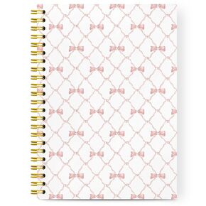 Vontp Preppy Bow Spiral Notebooks ، Coquette Pink Bow Ribbon Notebook Hardcover ، جمالية Girly College Journal Journal for Write ، Preppy Girly Office Supplies ، 5.5x8.3