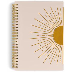 Boho Spiral Notebook, Boho Journal, Boho Sun Sunshine Sunset Sunrise 5.5"x8.3" 164pages Lined Journal Notebooks College Ruled, Orange Bohemian Hardcover Notebook for Office School Supplies