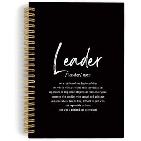 Leader Gifts Black Spiral Notebook, Appreciation Gifts for Leader Boss Journal, Boss Gifts 5.5"x8.3" 164pages Lined Journal Notebooks, Leader Definition Hardcover Notebook for Office Supplies
