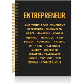 Entrepreneur Black Golden Spiral 160 Pages Notebook, New Business Gifts for Entrepreneur, Boss Day Gifts Thank You Gifts for Boss Lady, New Business Owner Gifts for Male Female Team Leader Boss