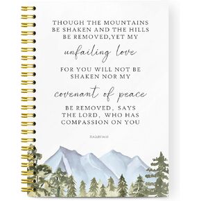 Christian Bible Spiral Notebook Hardcover ، دفاتر الكتاب المقدس لأخذ الملاحظات ، أشعيا 54: 10 ، مجلة دفتر كوليدج للكتابة ، الهدايا المسيحية للنساء الصديقة المراهقين ، 5.5 × 8.3