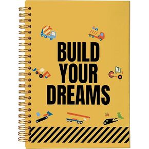 VNWEK بناء أحلامك ملهمة البناء الشاحنة Notebook Journal 5.5 × 8.3 بوصات ، تشجيع المبطنة المبطنة المبطنة الموروثة ، الهدايا للأولاد الرجال
