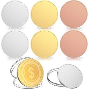 WEPARMEETY 6 PCS BLANK CONALD COIN ، نقش العملات المعدنية الخيوط المرصعة بحواف 40 مم مع نمط حماية أكريليك ليزر محفور للمجموعة التذكارية للحرف اليدوية (الذهب)