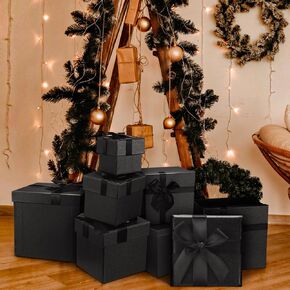 Tenceur 10 PCS Christmas Districs Heated Home Boxs with Lids Missors Sister Moves for Presents Box مع شريط لأعياد الميلاد ، حفلات الزفاف ، المنازل ، الذكرى السنوية ، عيد الحب (10 حجم ، أحمر ، أبيض)