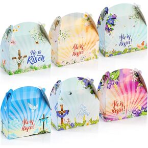 60 PCS Easter Party Goodie Gable Boxes Dentical Boxt Decorations Easter Treats Boxes Homports Gifs Gud Partical Candy Boxes for First Completing Baby Shower Bible Supplies