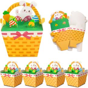 على الإنترنت 10 PCS سلال عيد الفصح Happy Easter Goodie Candy Treats Easter Bunny Carrot Paper Feaster Gift Bauth