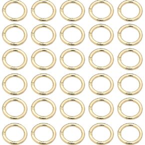 30pcs 20 مم ربيع o حلقة زنك سبيكة تقسيم الخواتم جولة carabiner snap clip spring keyring buckle for bage pass handbag making (الذهب)