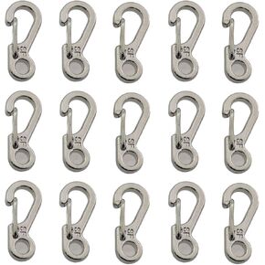 15PCS 25x10mm Outdoor Camping Accessory Mini Metal Small Buckle Simple Quick Release Buckle Miniature Spring Hook Carabiner Rope Buckle Suitable for Backpack Shoe Clothes Rope Chain, Silver