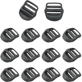14PCS Plastic Arc Adjustment Buckle 1 inch I.D. Webbing Ladder Adjustment Buckle Backpack 4 Speed Buckle Anti-skid Schoolbag Strap Slider Buckle For Belt Clothing Camping Bag Straps