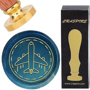 Craspire Airplane Wax Seal Seal Stamps 25mm Vintage Vintage Removable Brass Sealing Heads مع مقبض خشبي لأظرف حفلات عيد ميلاد الزفاف دعوات هدايا التعبئة الزخرفة