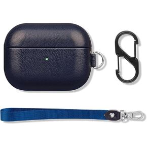 Portable AirPods Pro Case with Keychain Strap and Carry Clip, Full Grain Leather AirPods Pro Case Cover with Protective Microfiber Lining Design - Brown