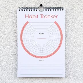 تقويم تعقب العادة (غير مؤرخ 12 شهرًا) مع Silver Spiral Bound and Hanger ، 7 "X10" Planner ، Daily Weekly Tracker Journal ، Habital Calendar ، تخطيط ملون.