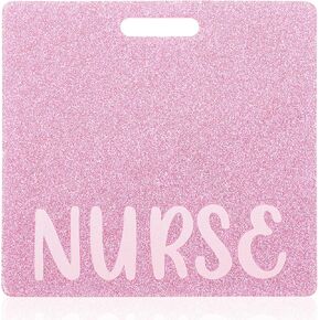 Nurse Badge Buddy Card Pink Nursing Accessories Glitter Horizontal ID Name Identification Tags for Nurse Work Medical Assistant Coworkers Resident Employee Student Aesthetic