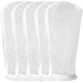 5Pack Nylon Mesh Filter Socks 4 Inch Ring 50/75 / 100/200 / 300/400 Micron - by 14 Inch Long – Aquarium Filter Bags (75 Micron 4" x 14" Nylon Mesh Bag)