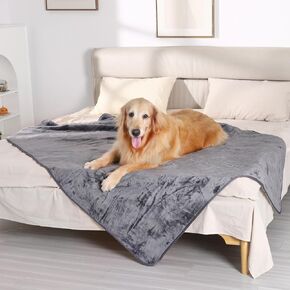 80 "× 60" بطانية للكلاب المقاومة للماء للكلاب الكبيرة ، غطاء سرير الكلب لأريكة أريكة الأريكة ، والبليون السائل أليف بطانية قابلة للغسل ، واقي الأثاث الصوفي الصوفي الناعم القابل للانعكاس （رمادي ، 80 "60"）