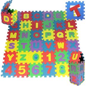 36pcs foam play play puzzle alphize والأرقام المتشابكة من البلاط eva (مجموعة 36 قطعة) 4.7 × 4.7 بوصة (صغيرة الحجم 4.7 "x4.7")
