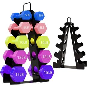 Dumbbell Rack Stand Only, OKUGAFIT 5 Tier Compact A-Frame Dumbbell Rack with Upgraded Handle, Weight Rack for Dumbbells, Dumbbell Rack for Home Gym Space (Not included dumbbells)
