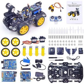 WiFi Smart Robot Car Kit with UNO R3, Line Tracking and Obstacle Avoidance Ultrasonic Sensor, HD Camera Wireless RC Intelligent Educational Toy Car Robotic Kit for Arduino Learner (Upgraded Version)