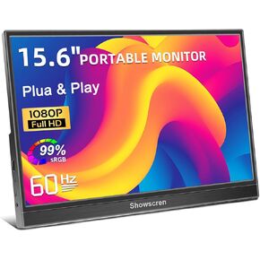 Portable Monitor 16inch, Full HD 1920X1200P Display 300cd/Brightness,60Hz IPS LCD Panel,100% RGB, Built-in Speaker, HDMI USB C Portable Monitor for Laptop PC PS3/PS4 Switch