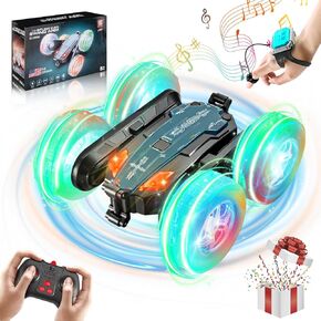 Remote Control Car 2023 Upgraded, 2.4GHz RC Cars Stunt Car Toy with Double-Sided 360 Flips, 4WD RC Cars Toys with Wheel Lights & Music, RC Cars Toys Gift for Kids Boys Girls Christmas Birthday (Blue)